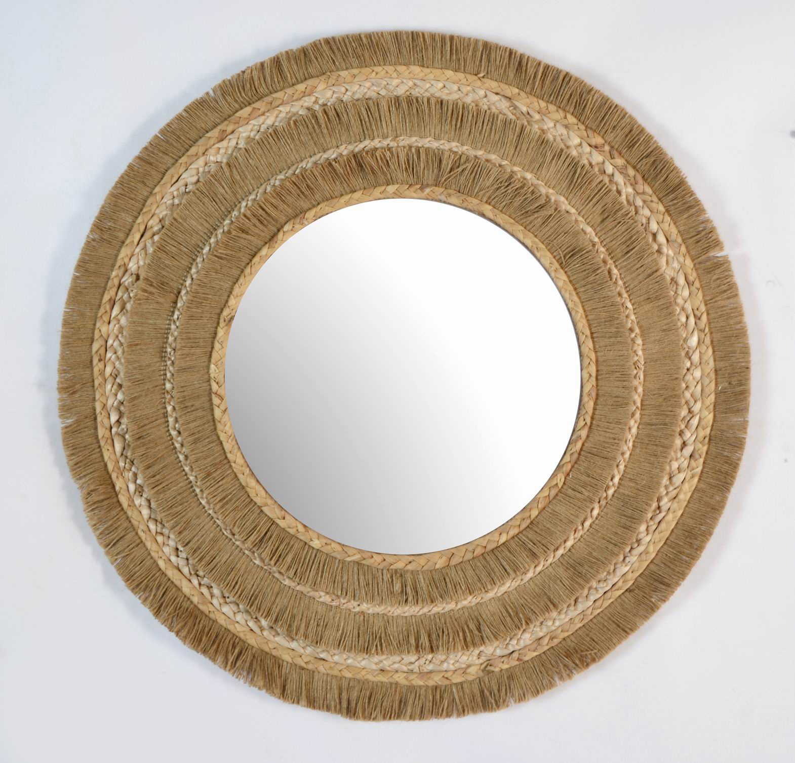 Miroir en fibre naturelle Broka Ø65cm