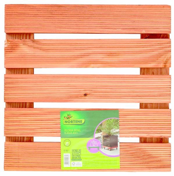 Roule pot bois FSC lasuré Marron 0,40x0,40m