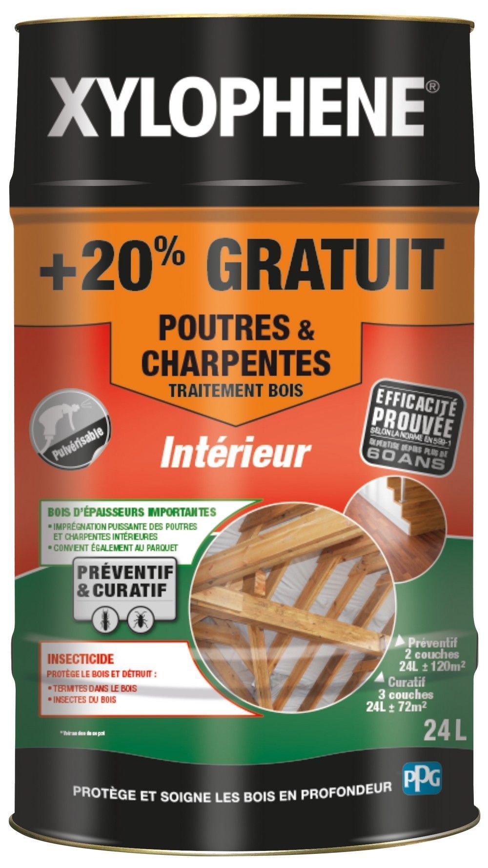 Traitement Insecticide Poutres Charpentes 24L - XYLOPHENE