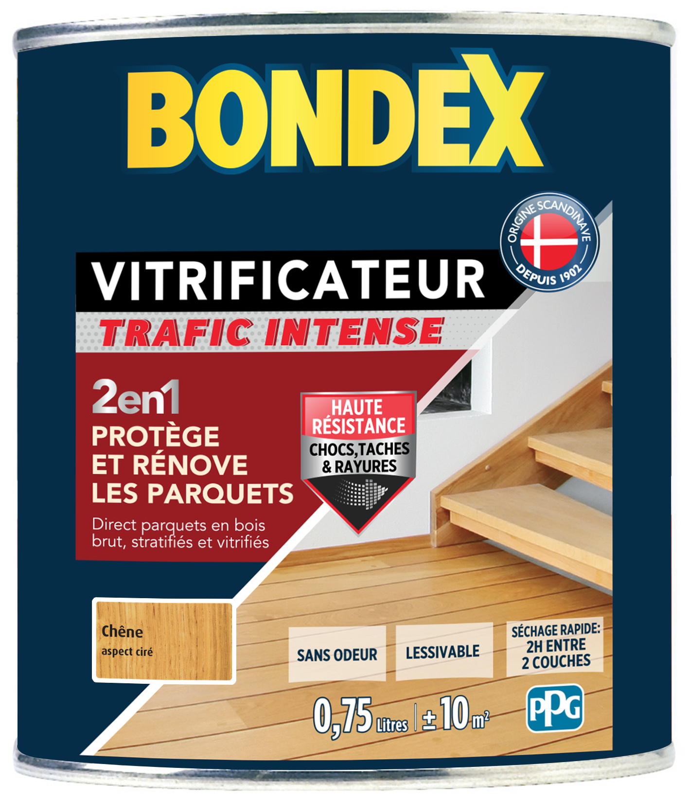 Vitrificateur trafic intense chêne cire satin 0,75l BONDEX