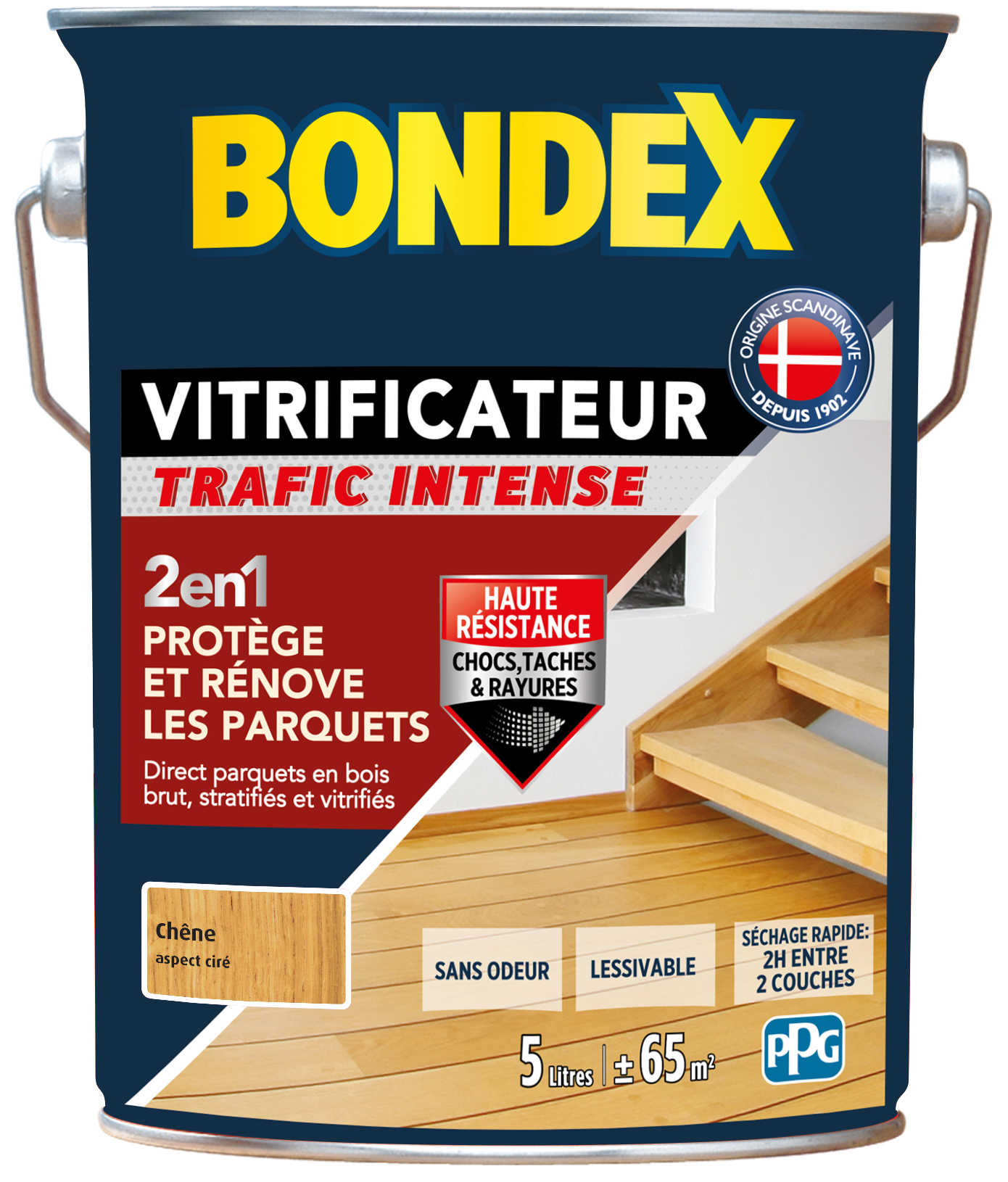 Vitrificateur trafic intense chêne cire satin 5l BONDEX