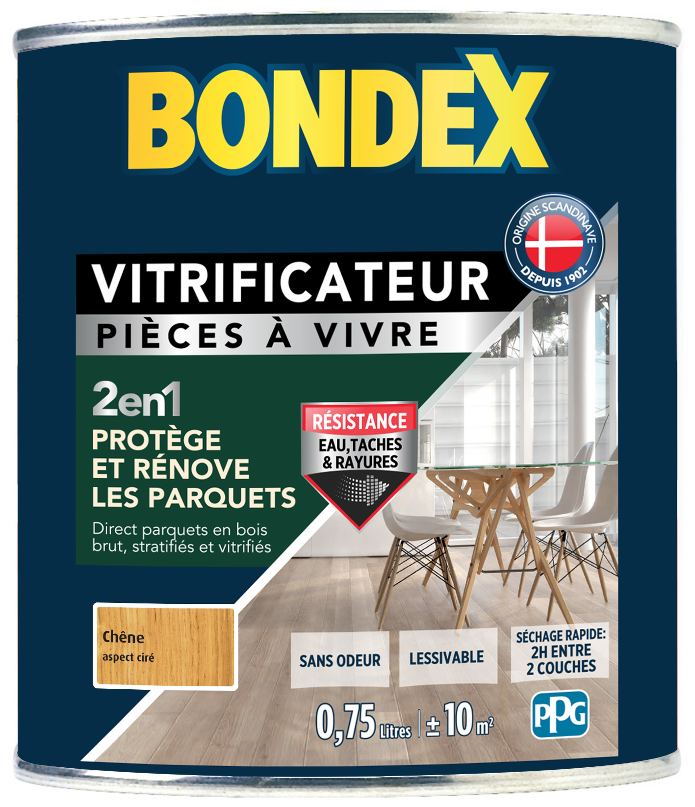 Vitrificateur piece a vivre chêne cire satin 0,75l BONDEX