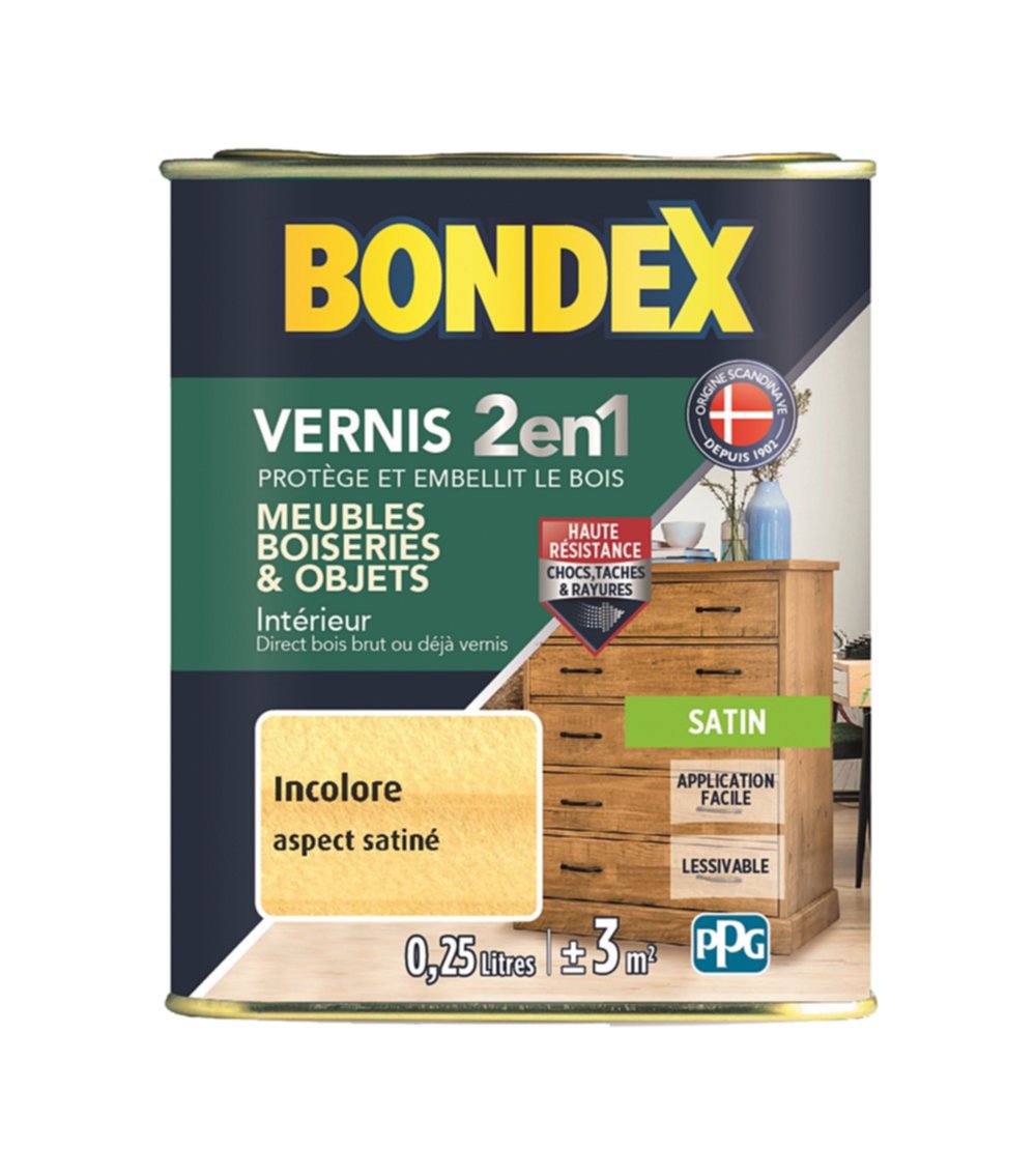 Vernis bois incolore satin 0,25l BONDEX