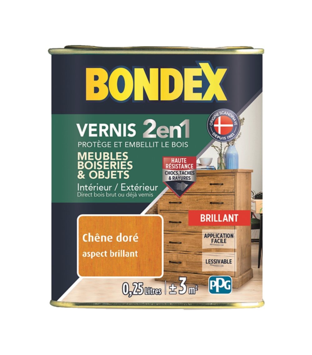 Vernis bois chêne dore brillant 0,25l BONDEX