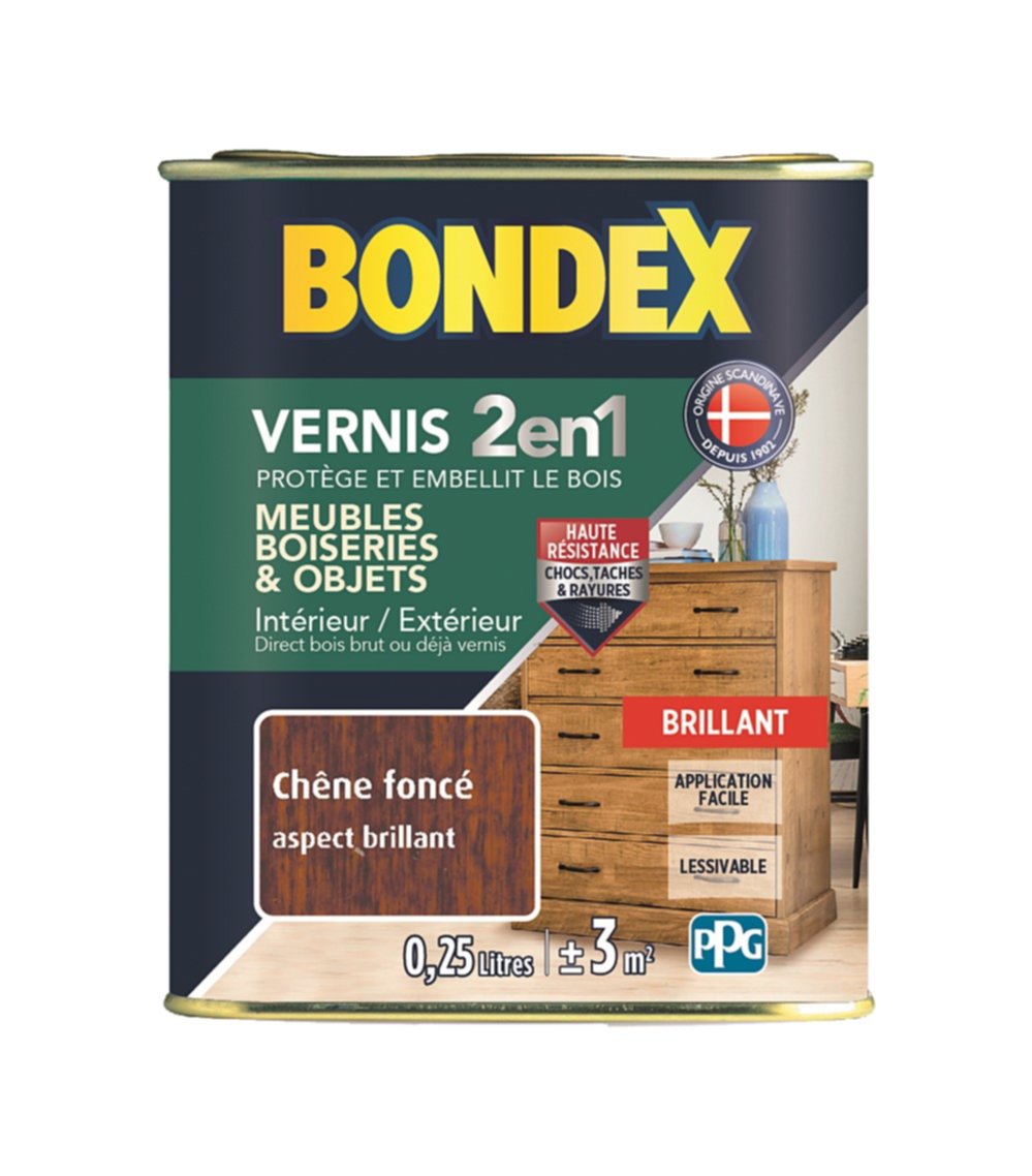 Vernis bois chêne fonce brillant 0,25l BONDEX