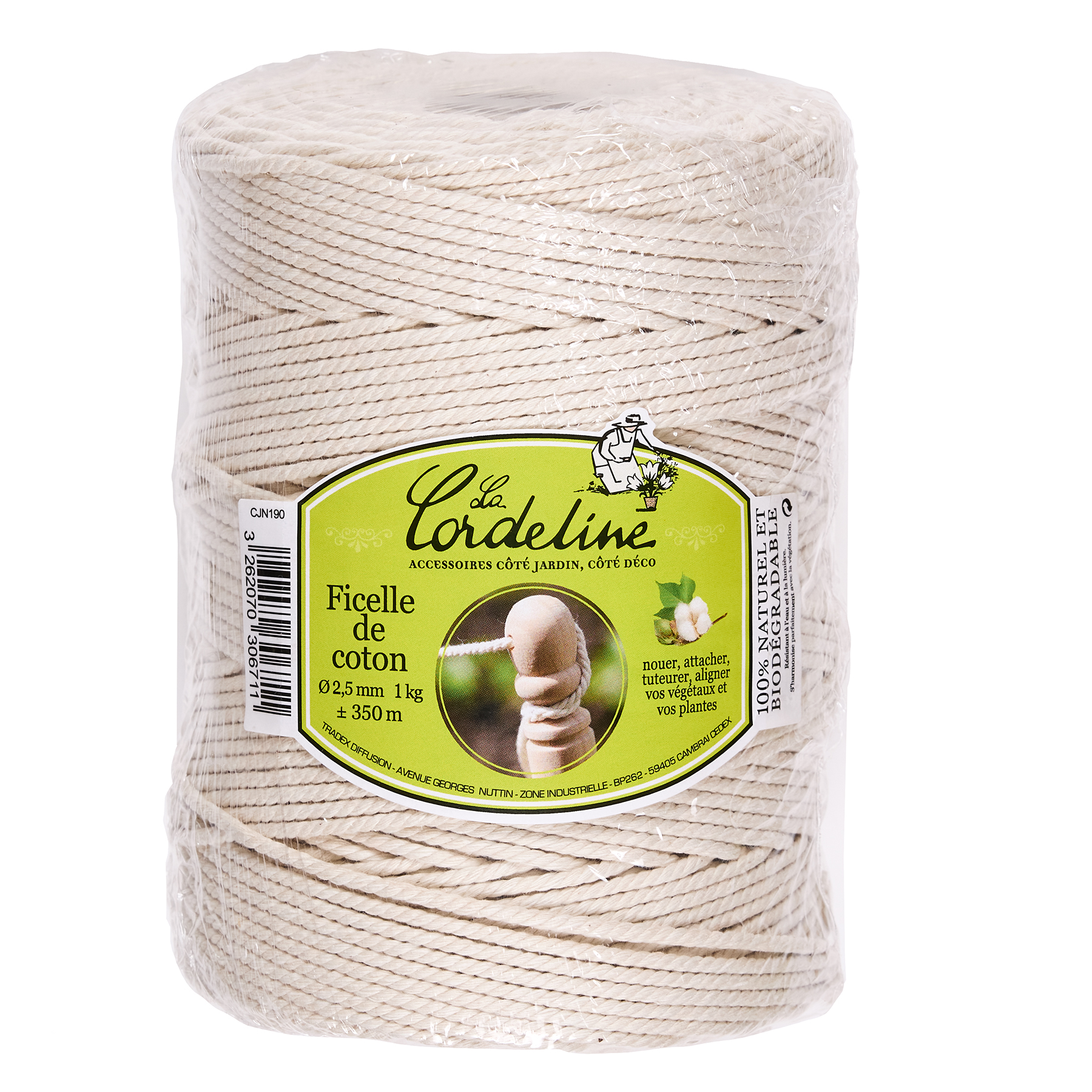 Roll 1kg coton câble ø2.5mm ±350m