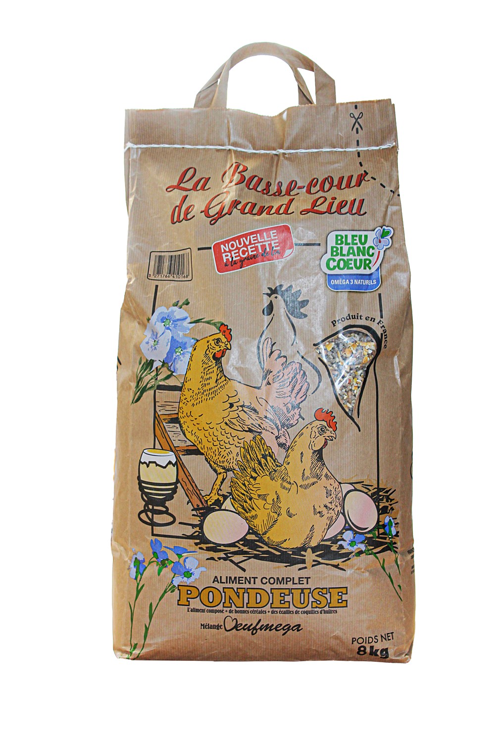 Mélange pondeuse oeufmega 8kg bleu blanc cœur 