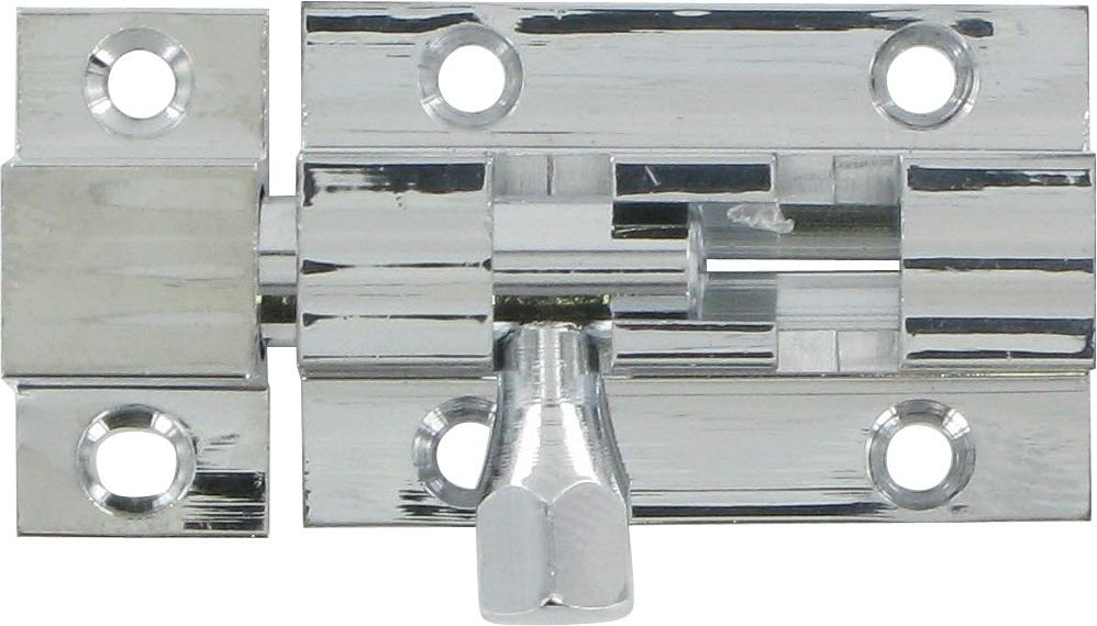 Targette pêne rond laiton chrome longueur 50