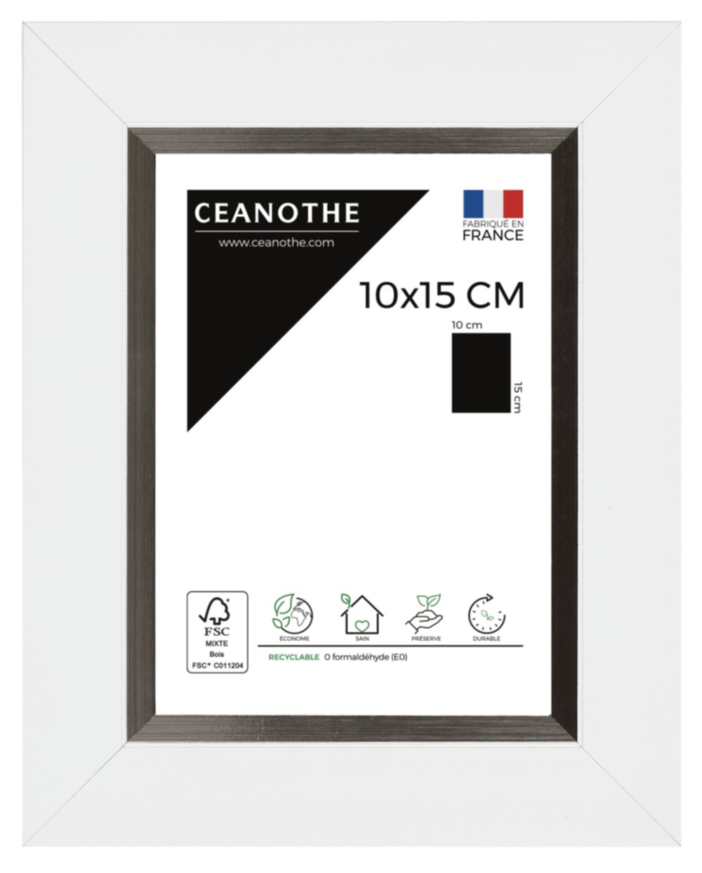 Cadre photo 10x15cm ORION acier blanc