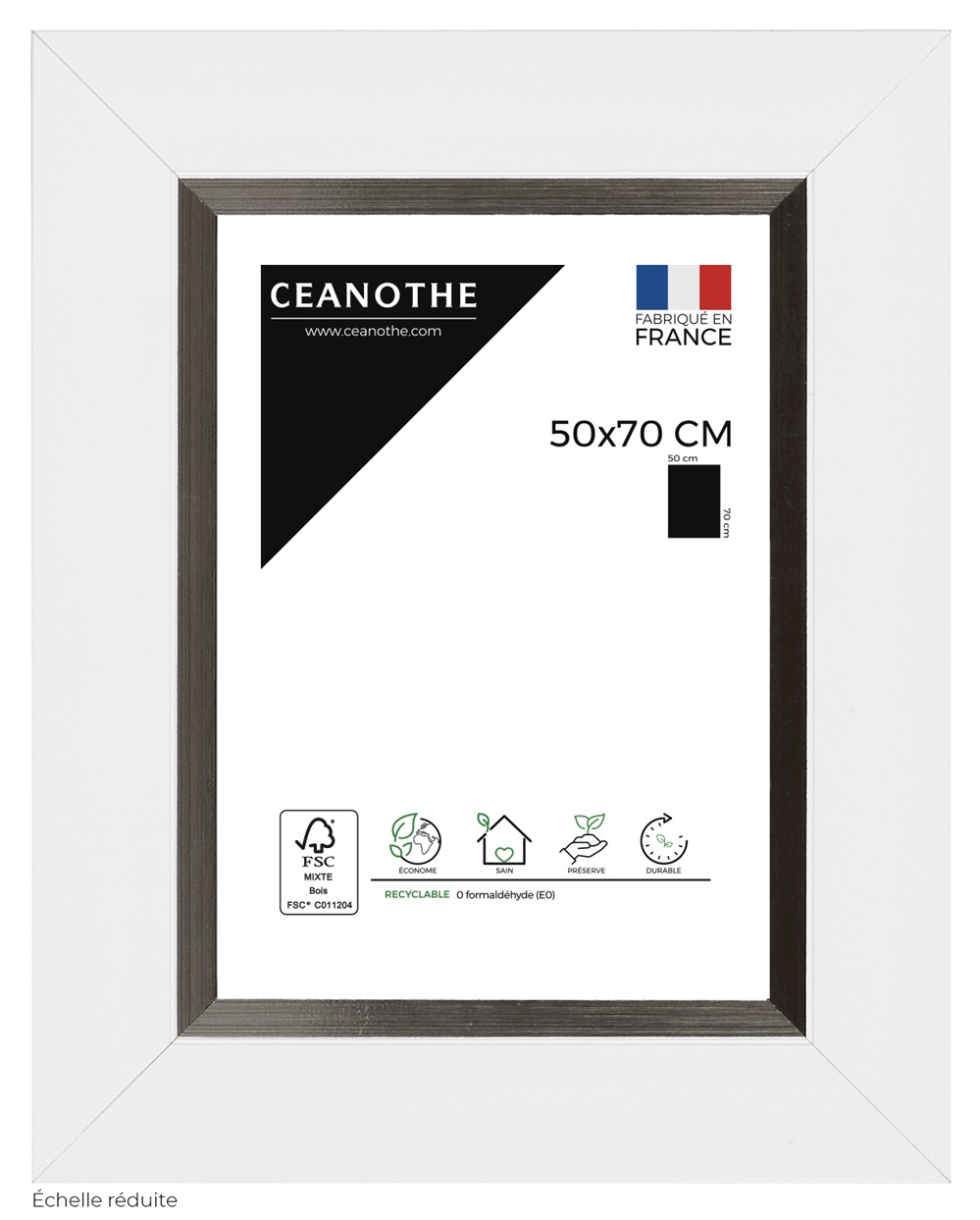 Cadre photo orion blanc acier 50x70cm