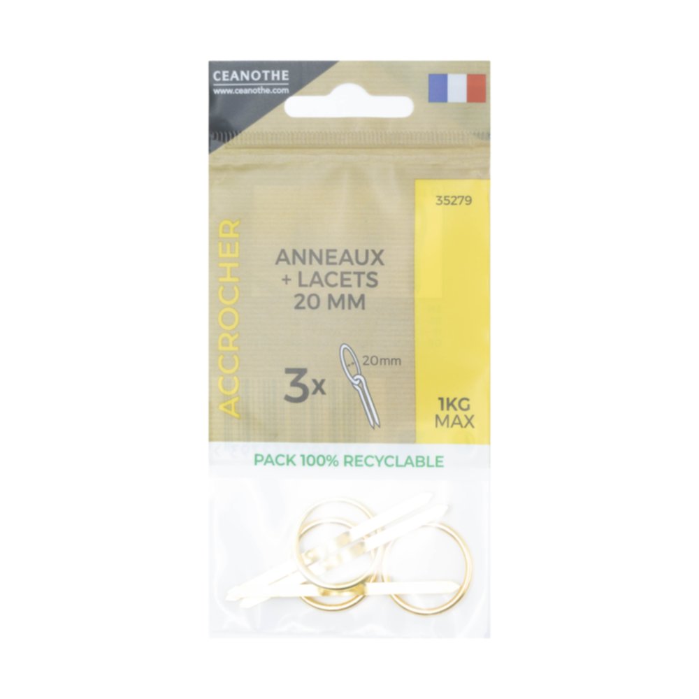 Sachet 3 anneaux lacets 20mm - CEANOTHE