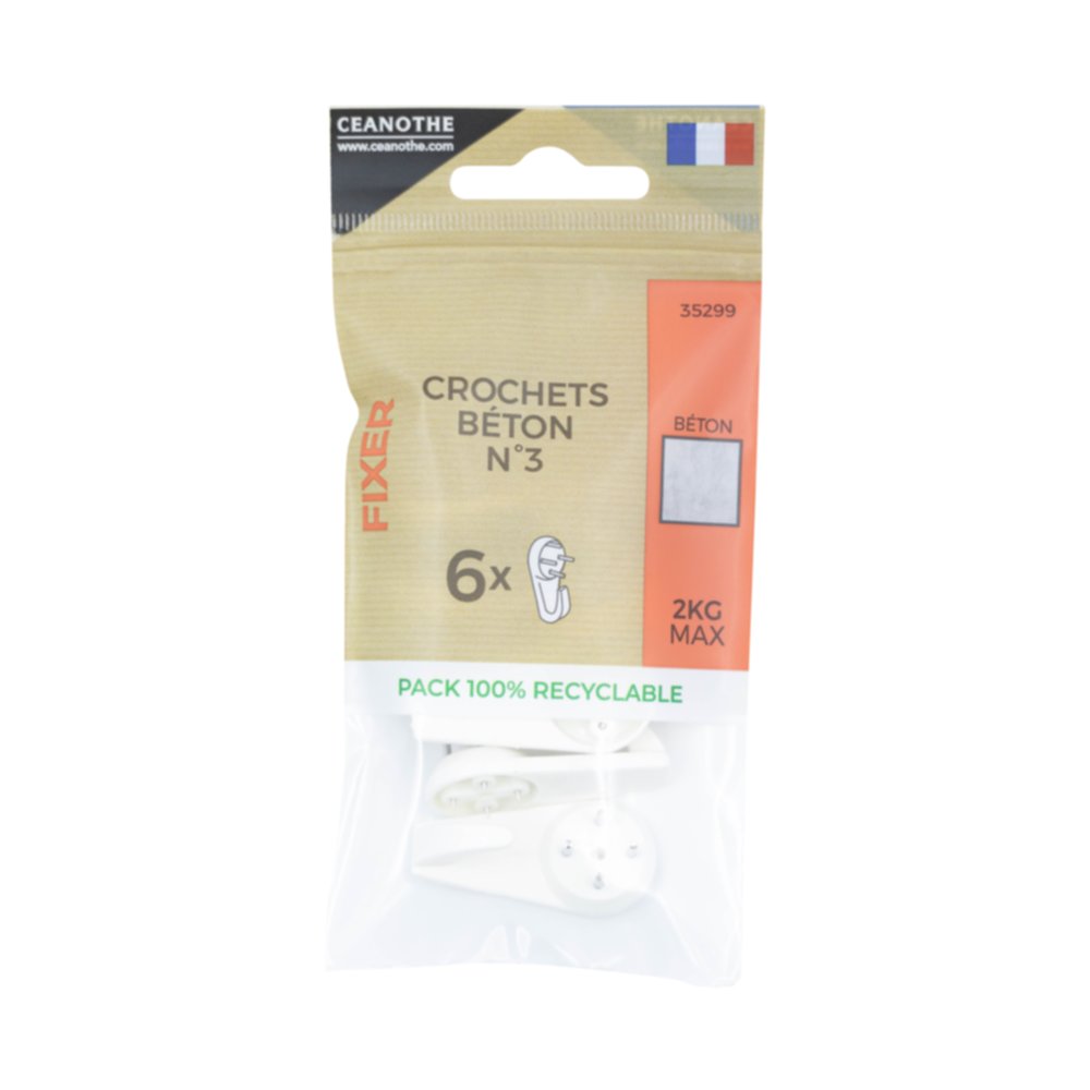 Sachet 6 crochets beton n°3 - CEANOTHE