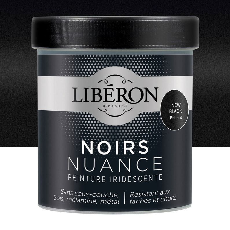 Peinture pour meuble, objet et porte, mat, LIBERON, Noir nuance, new black 0.5l