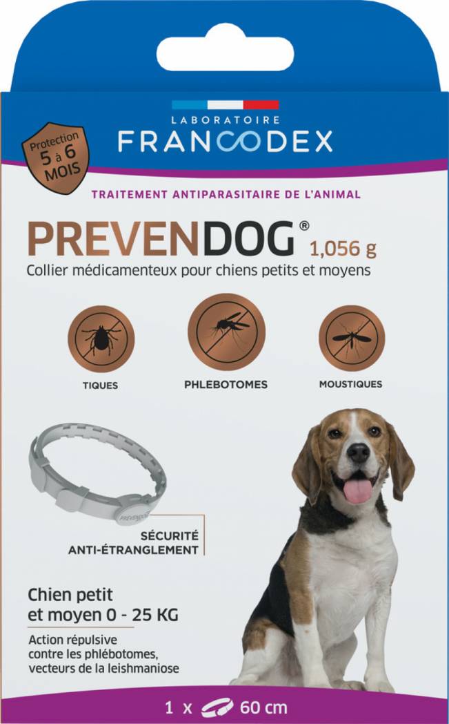 Collier chien petit et moyen 0 à 25kg Prevendog 