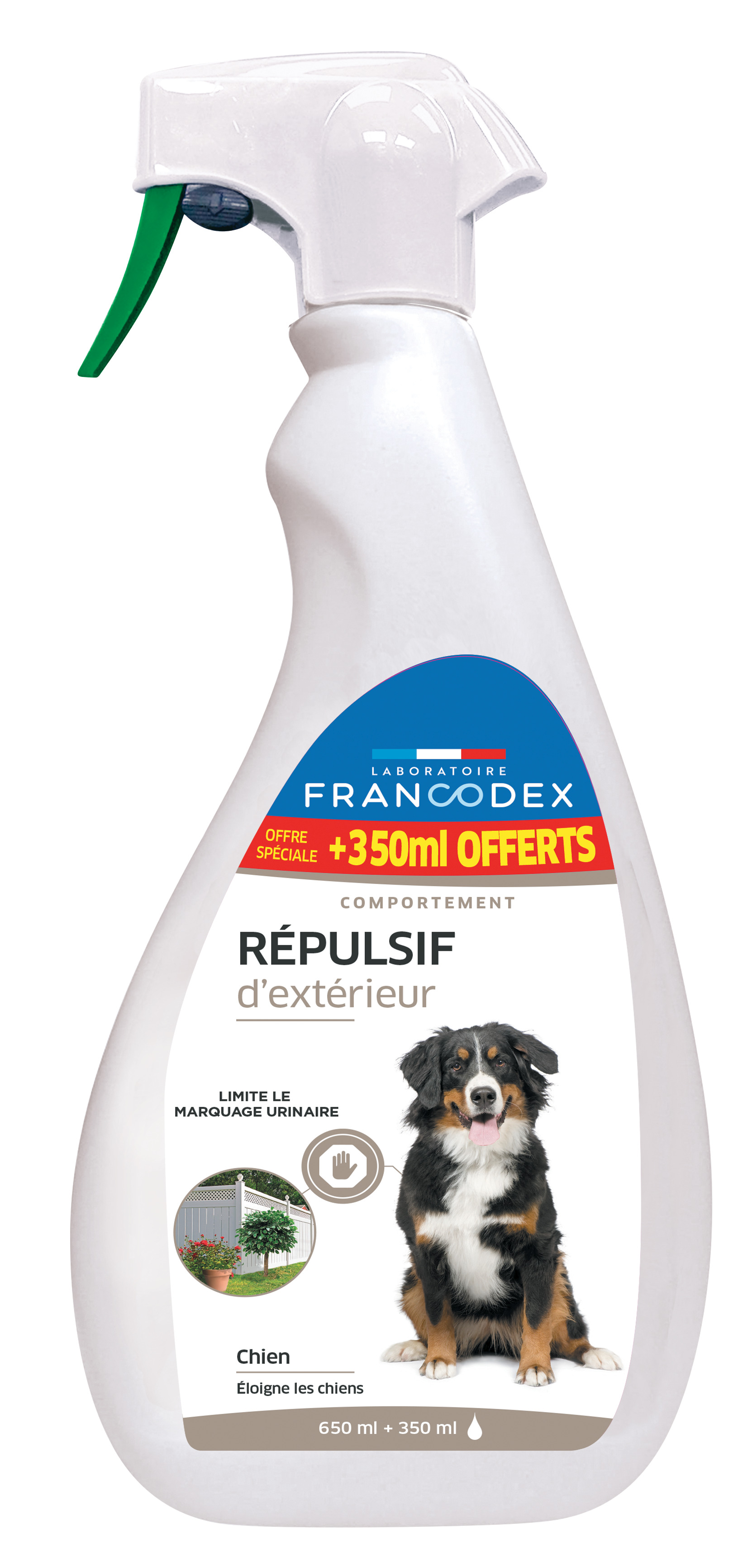 Spray répulsif ext chien 650ml+350ml