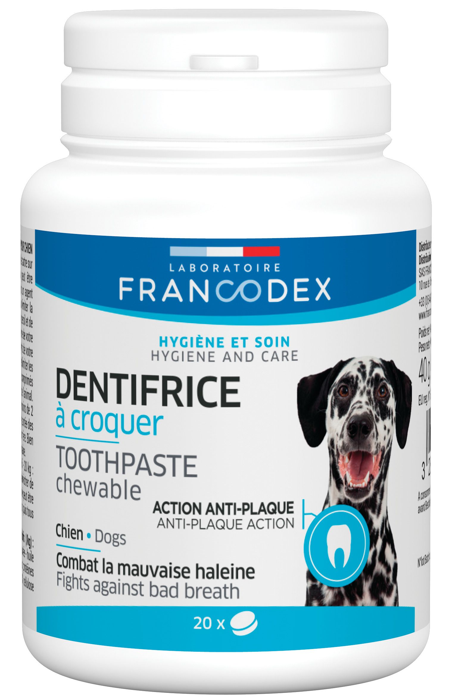 Comprimé dentifrice à croquer chien chat x20