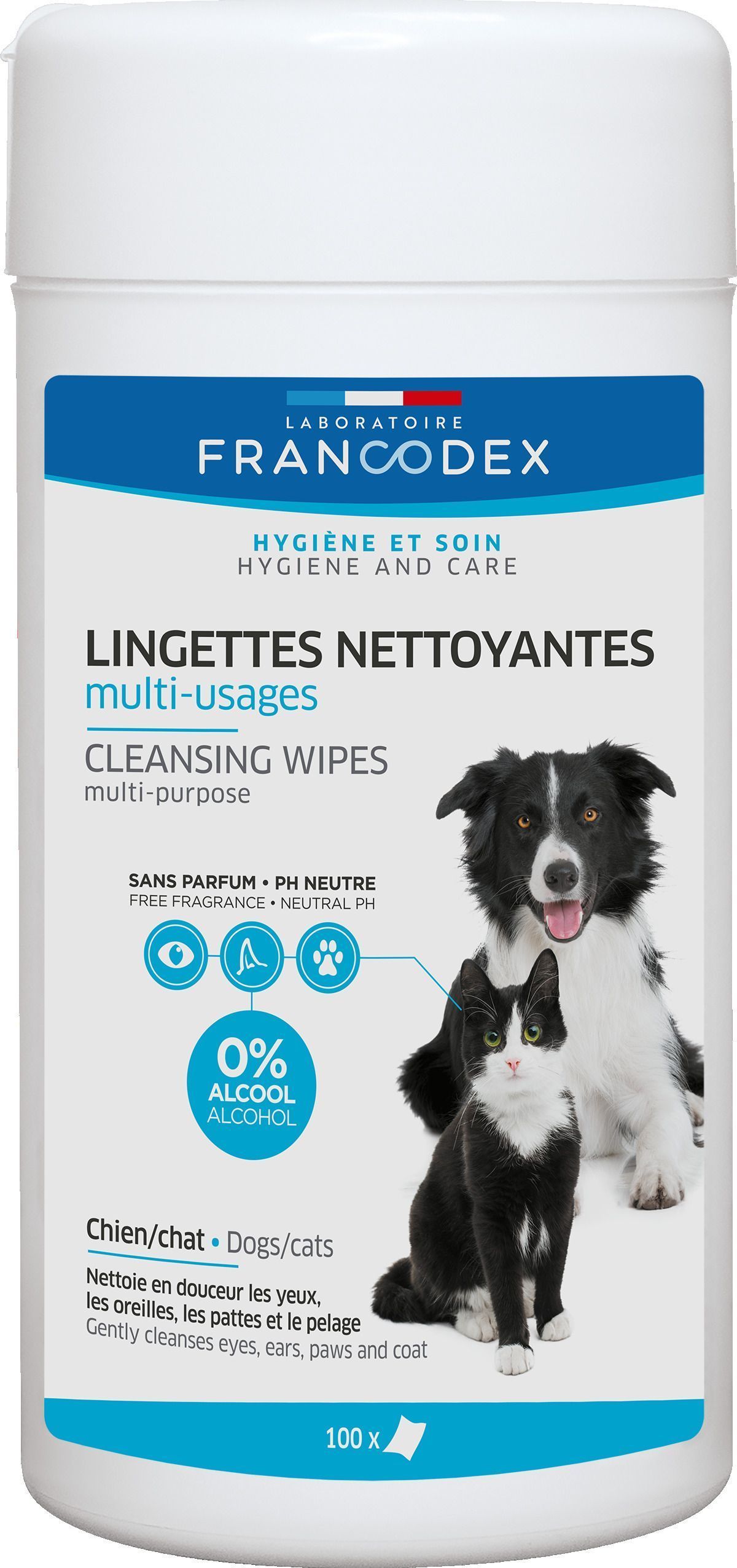 Lingettes nettoyantes chien chat x100