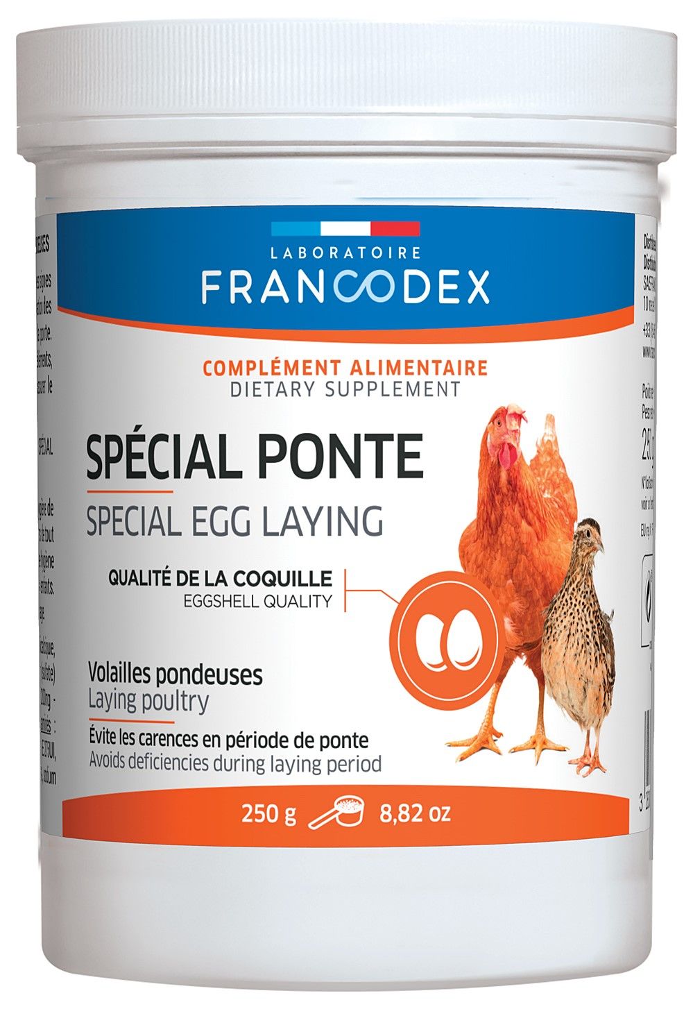 Complément alimentaire volailles pondeuses Spécial Ponte 250gr - FRANCODEX