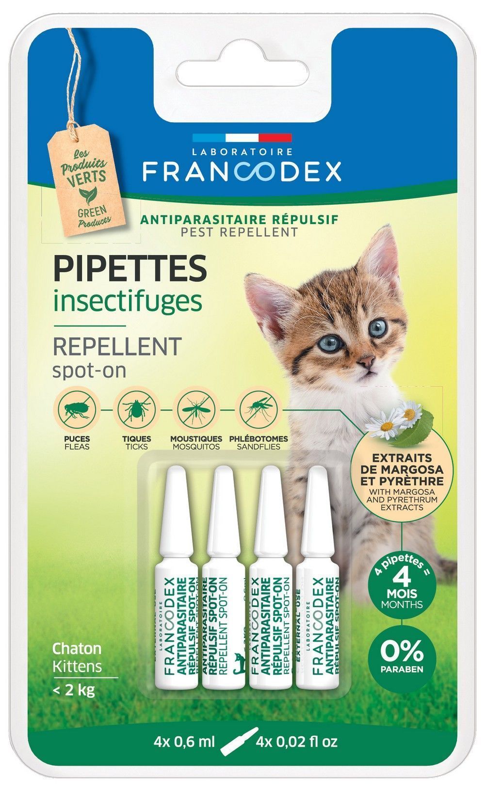 Pipette antiparasitaire insectifuge chaton x4