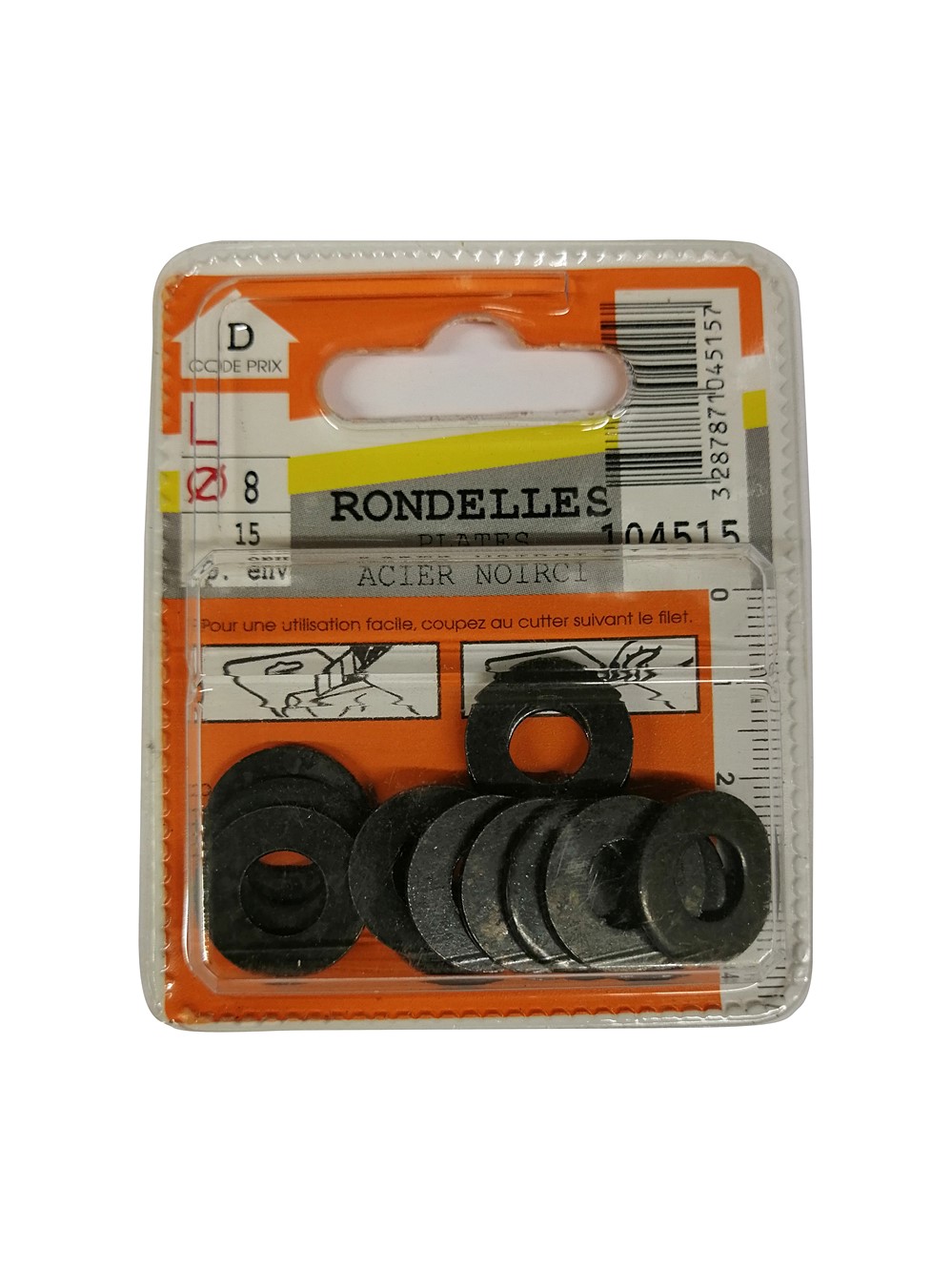 Rondelles plates acier noirci ø8mm - Les 15 pièces