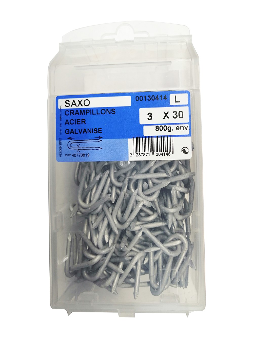 Crampillons acier galvanisé 3x30mm 800g