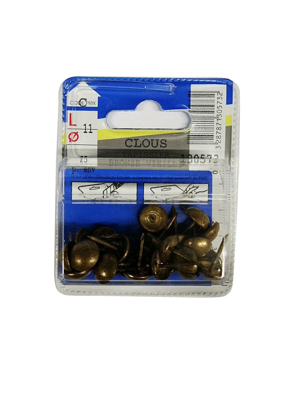 Clous tapissier bronze vieilli 11mm - 25 pièces