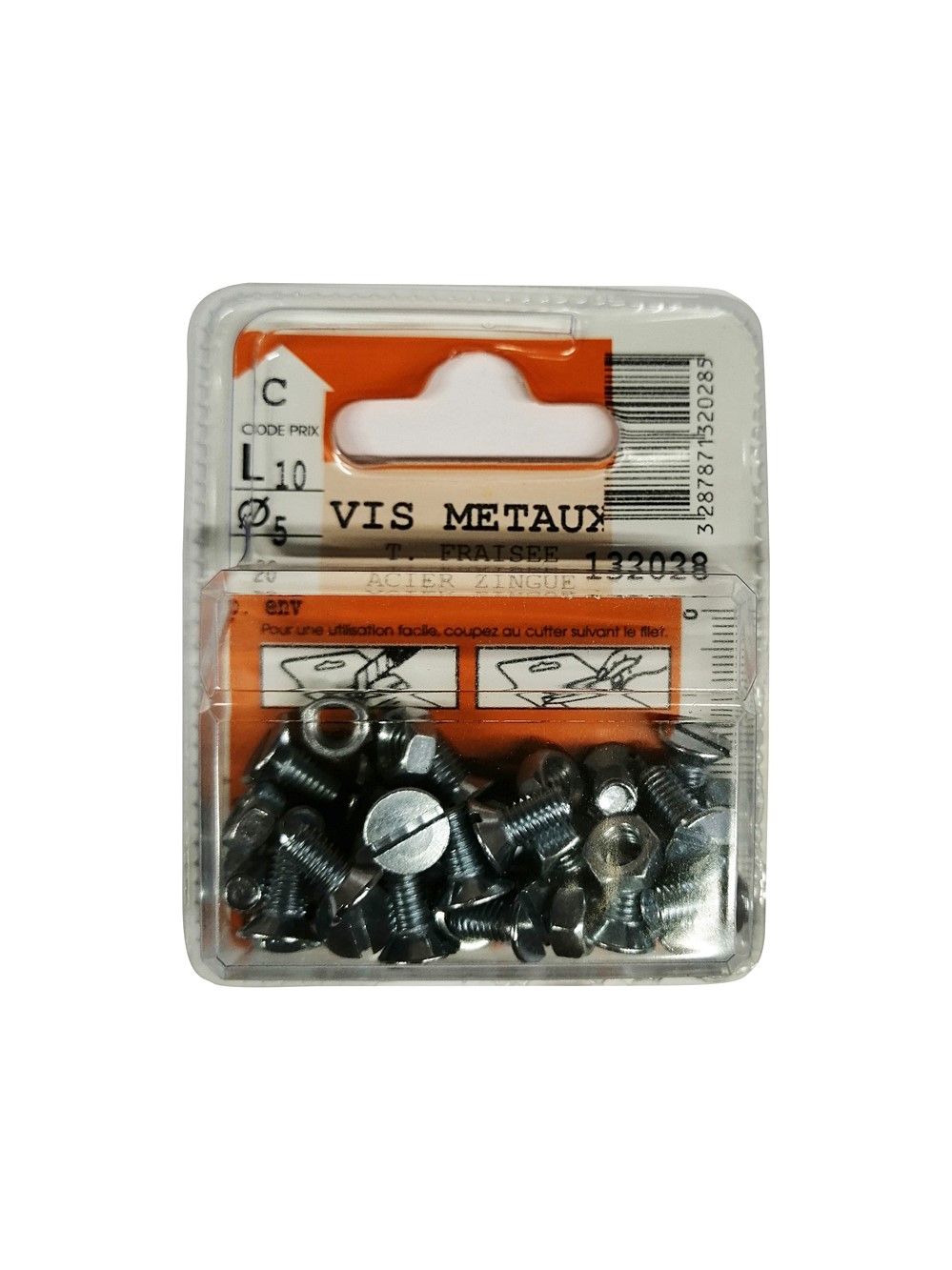 Vis métaux tête fraisée acier zingué 10x5mm - 20 pièces