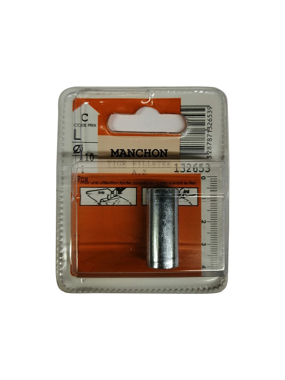 Manchon tige filetée acier zingué ø10mm - La pièce