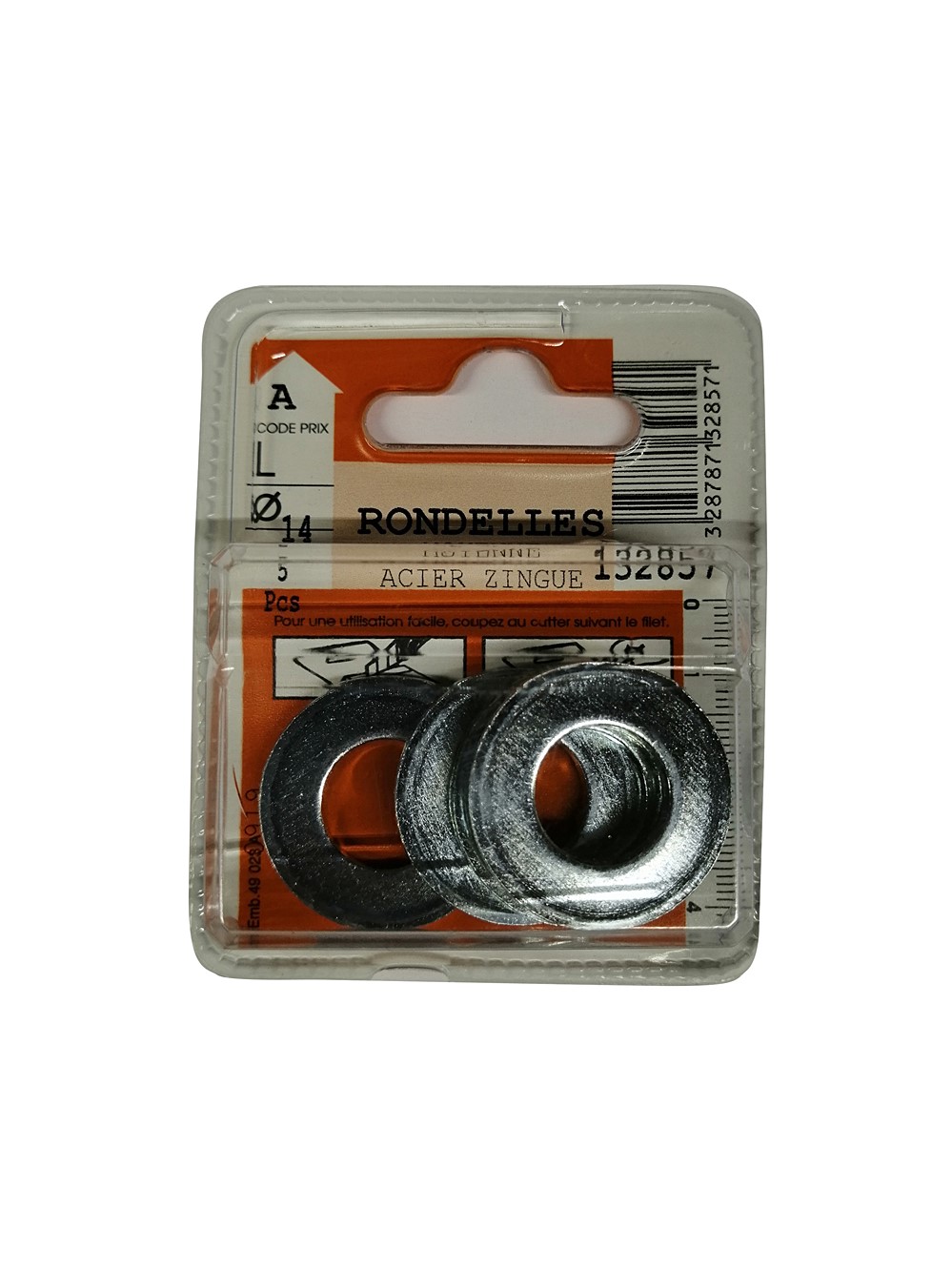 Rondelles moyenne acier zingué ø14mm - Les 5 pièces