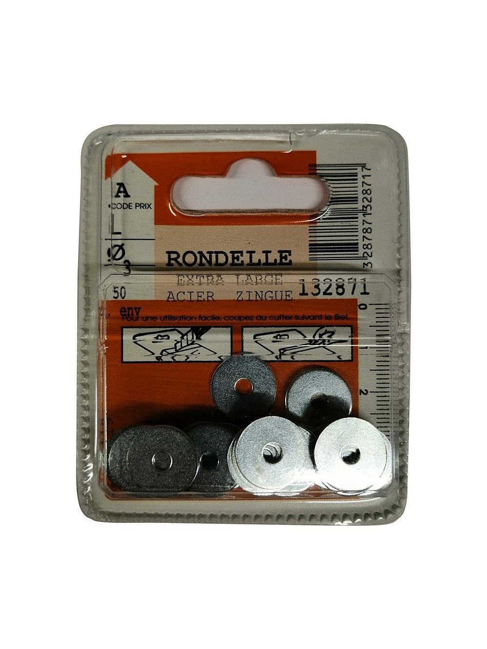 Rondelles extra large acier zingué ø3mm - Les 50 pièces