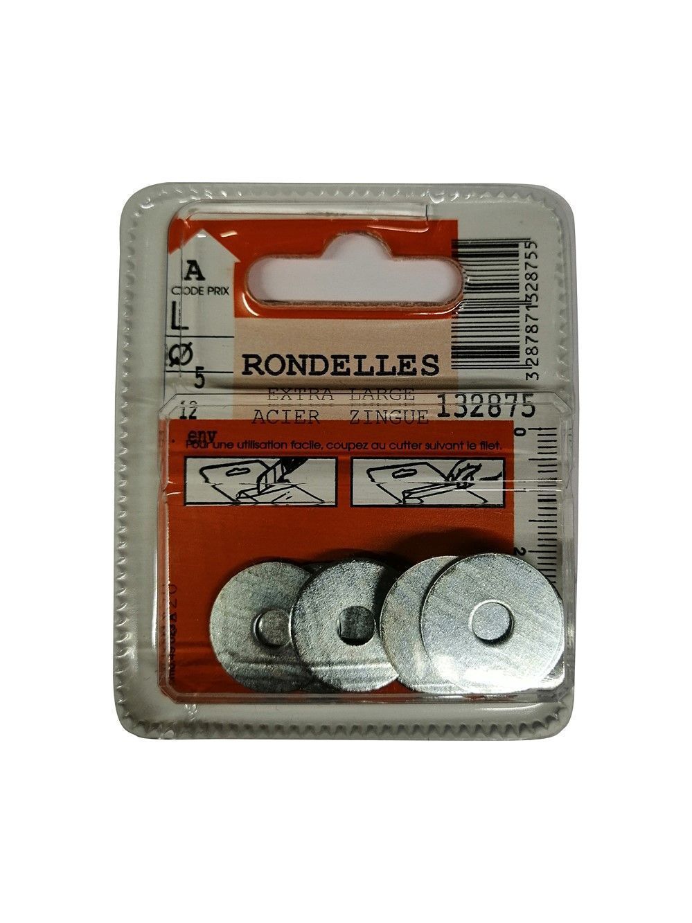 Rondelles extra large acier zingué ø5mm - Les 12 pièces