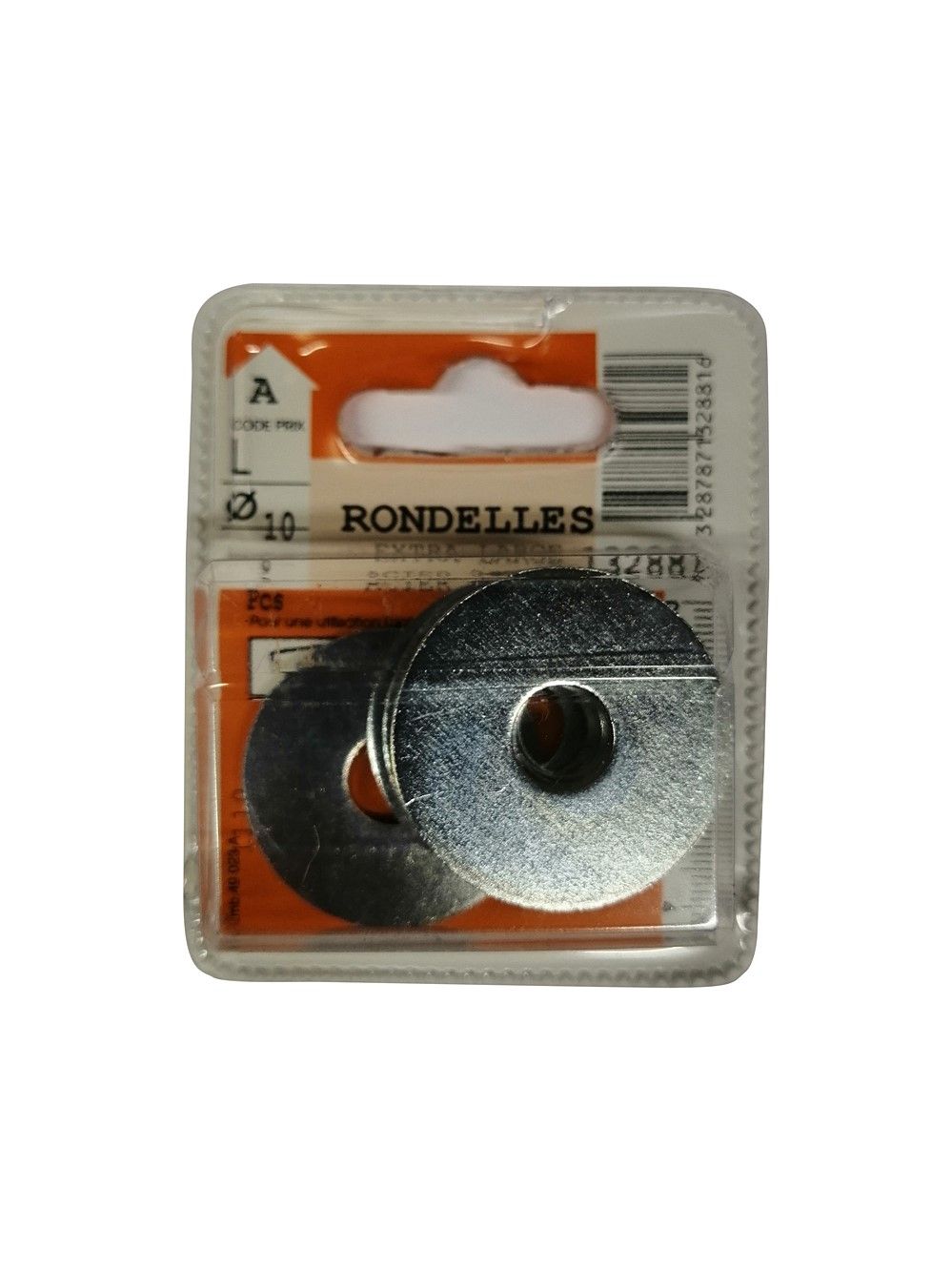 Rondelles extra large acier zingué ø10mm - Les 9 pièces