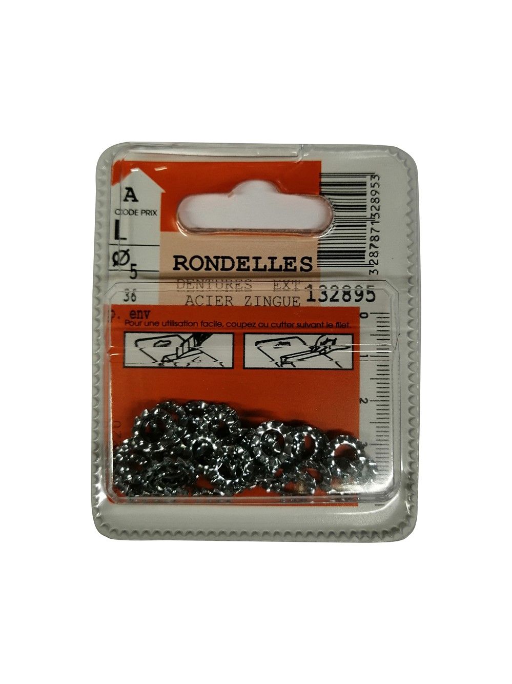 Rondelles dentures acier zingué ø5mm - Les 36 pièces