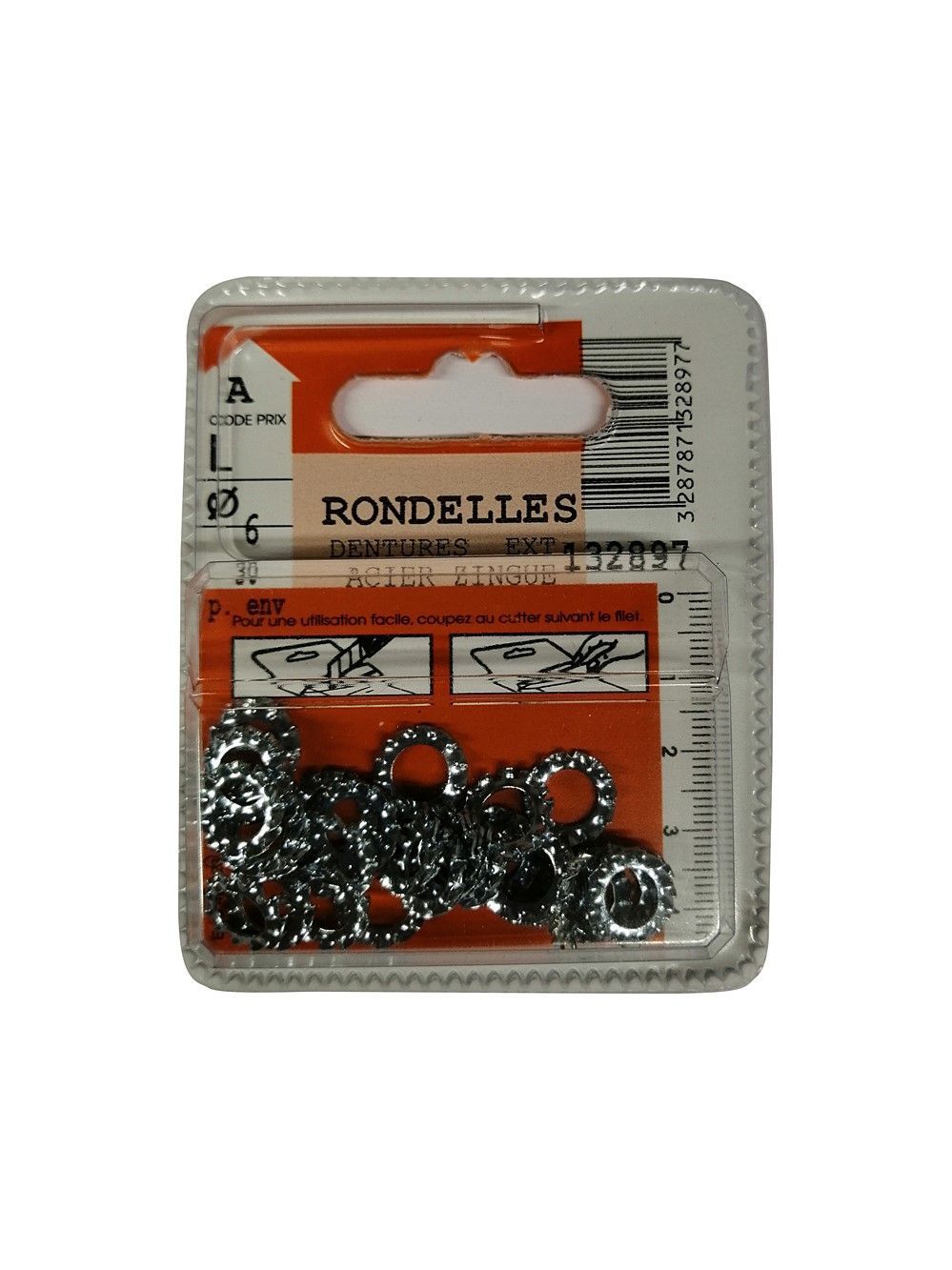 Rondelles dentures acier zingué ø6mm - Les 30 pièces