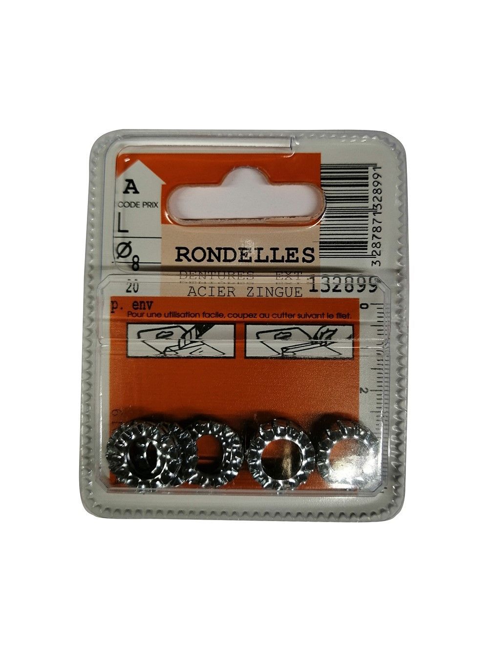 Rondelles dentures acier zingué ø8mm - Les 20 pièces