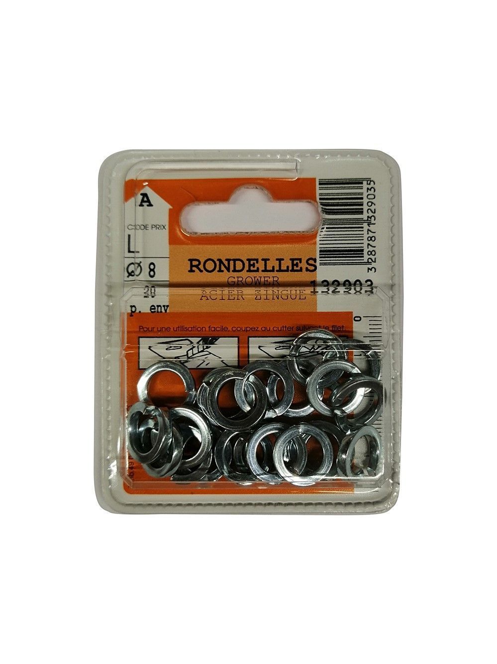 Rondelles Grower acier zingué ø8mm - Les 20 pièces