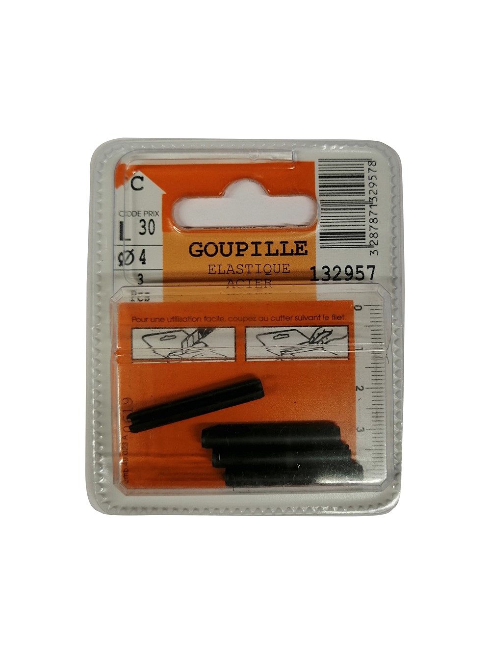 Goupilles élastiques acier L.30 oø4mm - Les 3 pièces