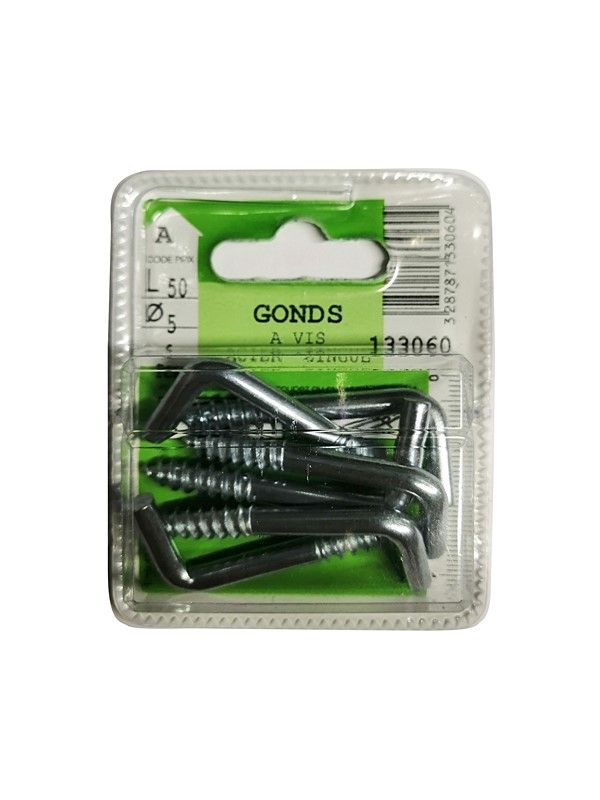 Gonds à vis acier zingué L.50 ø5mm - Les 6 pièces