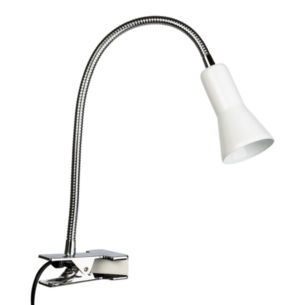 Lampe à clipser Flex Ø6 x H34 cm E14 40W métal blanc - MATHIAS 