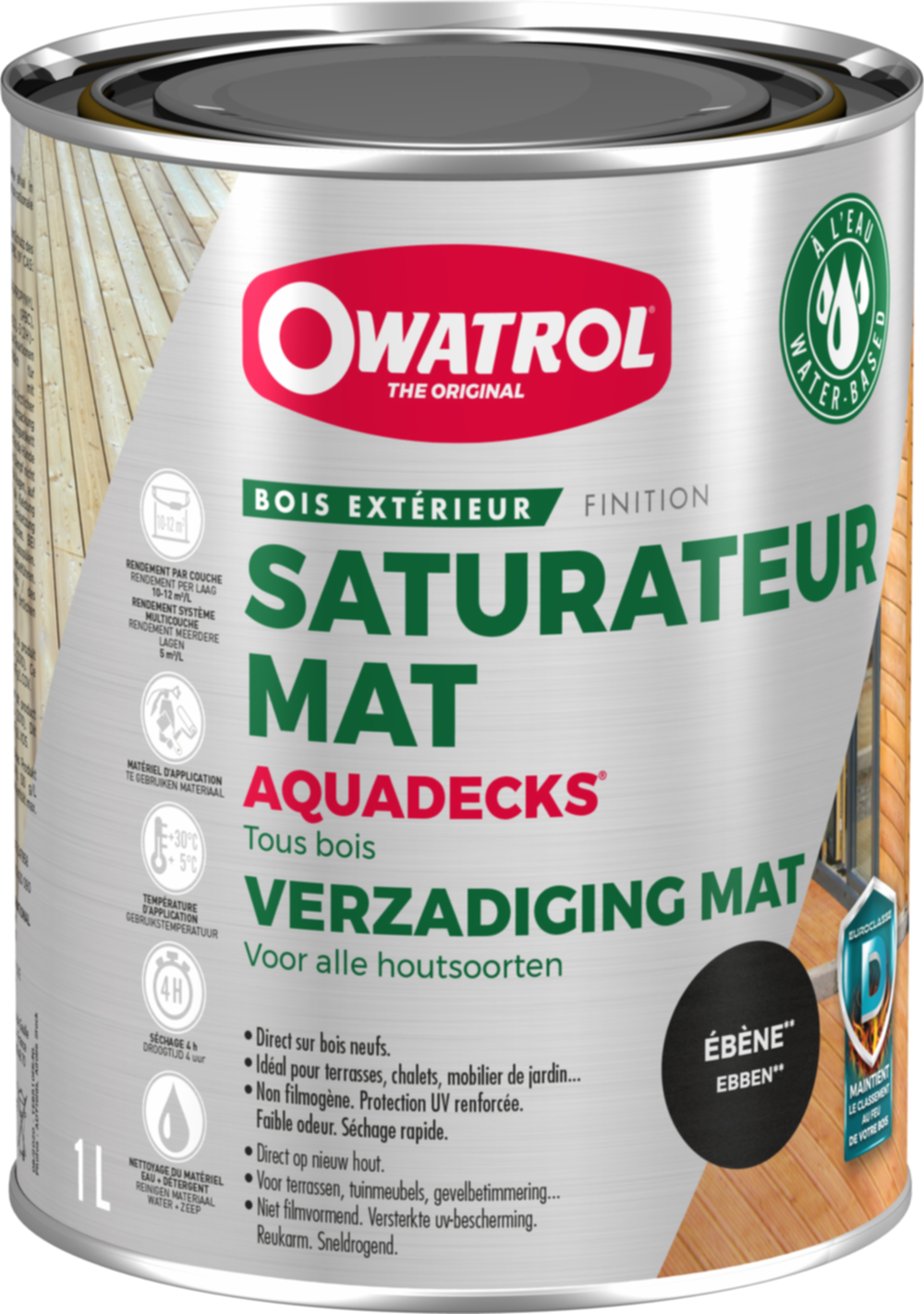 Saturateur mat Aquadeck miel 1 L - OWATROL