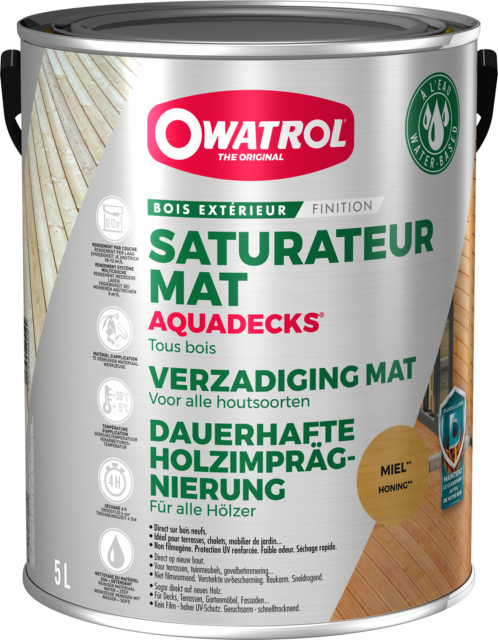 Saturateur mat Aquadeck Teck 5 L - OWATROL