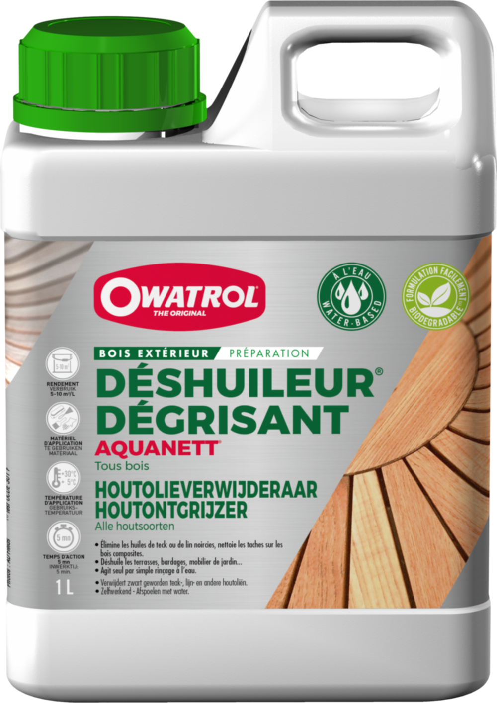 Déshuileur dégriseur gélifié Aquanett bois 1 L - OWATROL