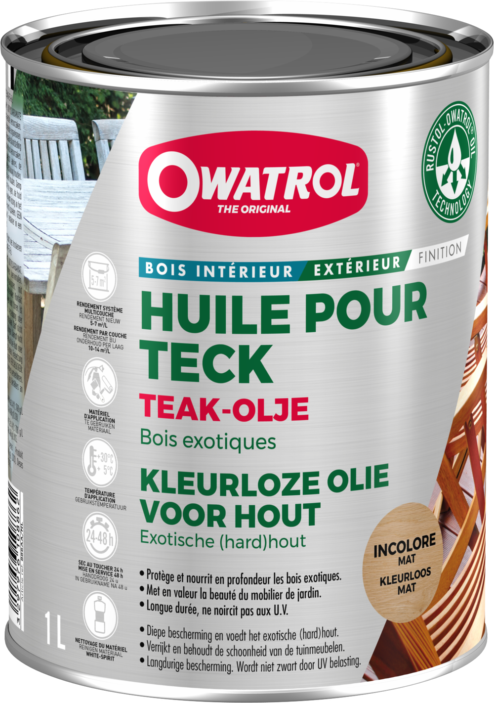 Huile pour teck spéciale mobilier de jardin 1 L - OWATROL