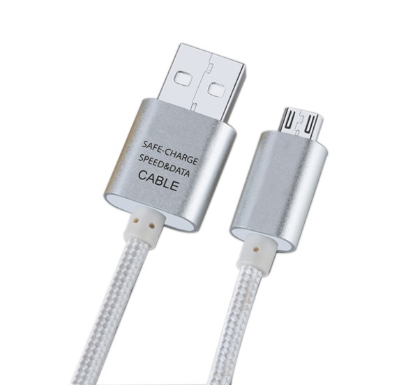 Cordon micro usb argenté longueur 3m