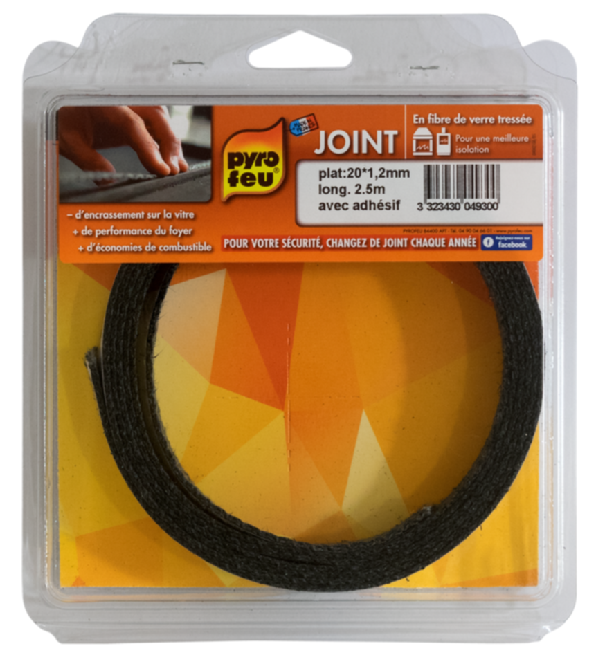 Joint plat noir pour insert cheminée  20 x 1.2 mm PYROFEU