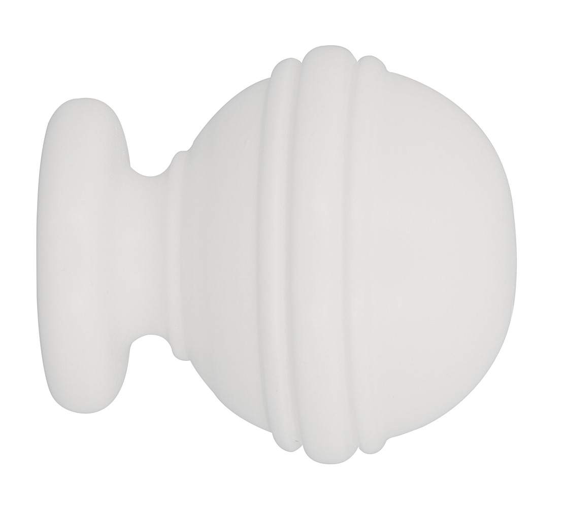 Embout boule rainurée à visser bois classique ø 28mm laqué blanc - MOBOIS