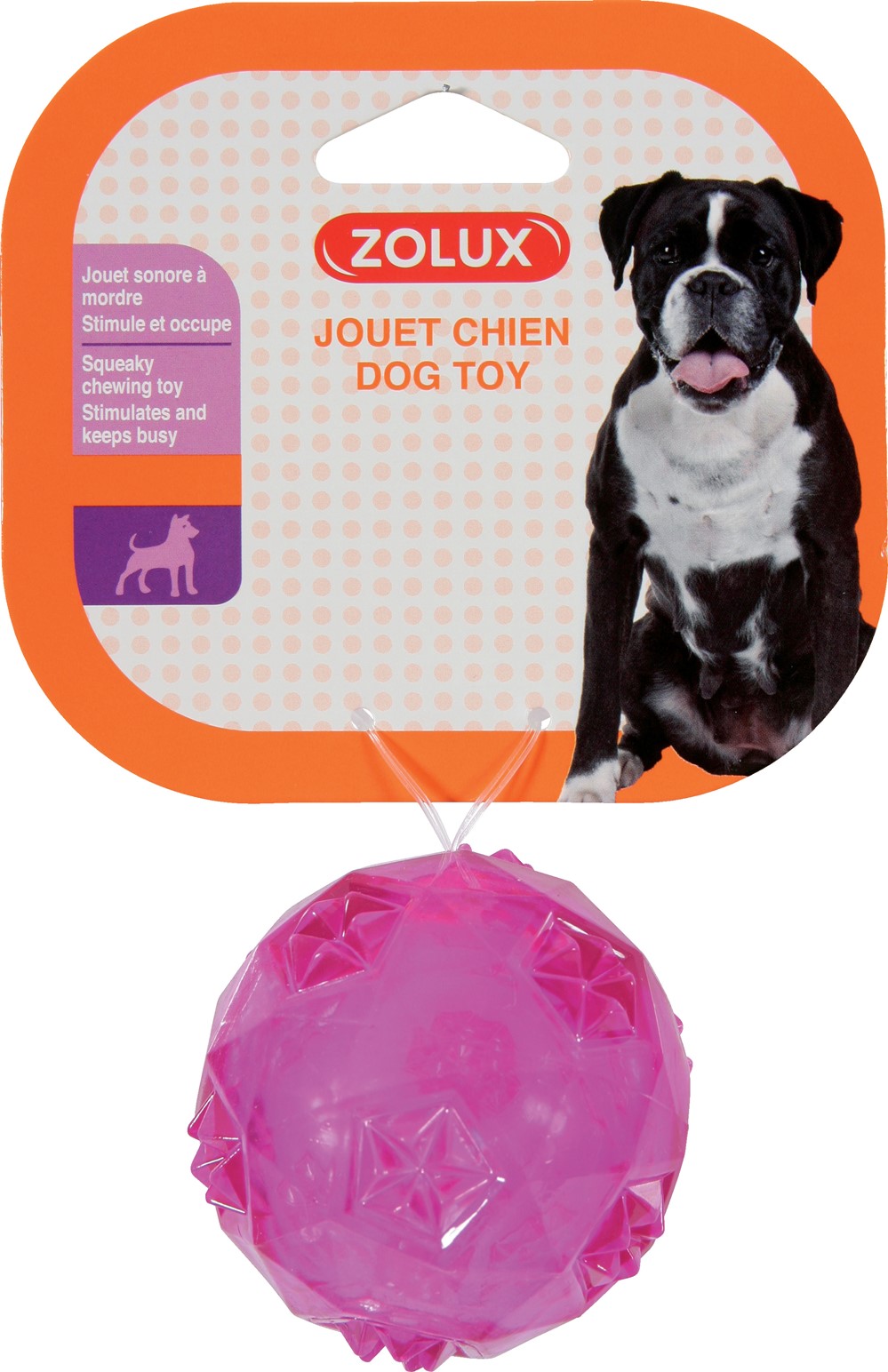 Jouet chien balle pop d6cm framboise