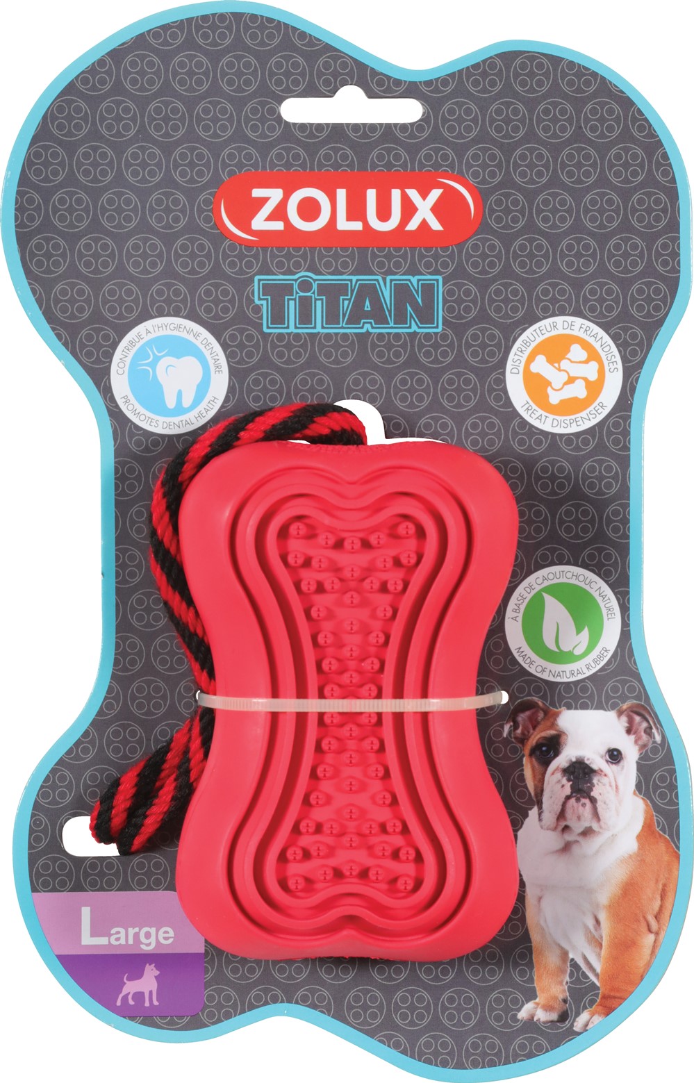 Jouet chien corde caoutchouc Titan 40cm rouge