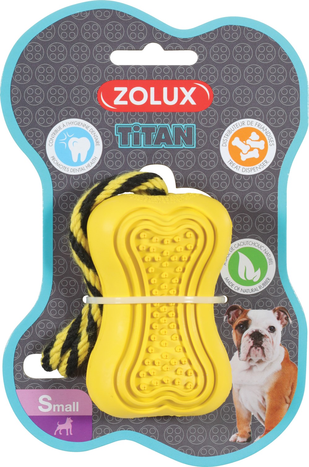 Jouet chien corde caoutchouc Titan - 36cm - jaune