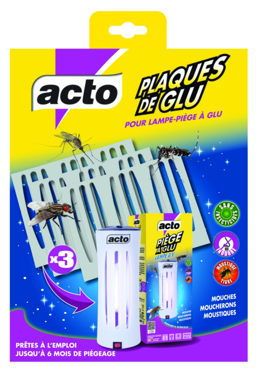 3 Plaques de Glu pour Lampe-Piège à Glu - ACTO